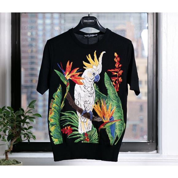 Dolce & Gabbana Black Embroidered Parrot Top (XS, IT36, Retails €1575) - Picture 5 of 9